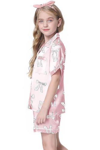 Image of Girls & Womens Satin Pajamas Set, Silk Button-Down Sleepwear 2 Piece Nightwear, 3 Years - Women XXL