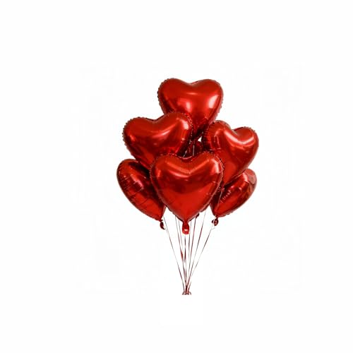 Geettcaifu 12 Pcs 18 Inch Red Heart Foil Balloons Mylar Love Heart Helium Balloons for Wedding Birthday Party Valentines Day Engagement Anniversary Party Baby Shower Decorations