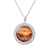 FekiLoot Native American Tribes Pendant Necklace for Women Men Elegant Diamond Circle Necklaces with 19.7 Inch Chain, Zinc Diamond Jewelry for Birthday Christmas Valentine's Day Gift, One size, Zinc