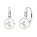 Produktbild SILVEGO Damen Ohrringe aus 925 Sterling Silber mit Weißer Perle Swarovski® Crystals 8 mm
