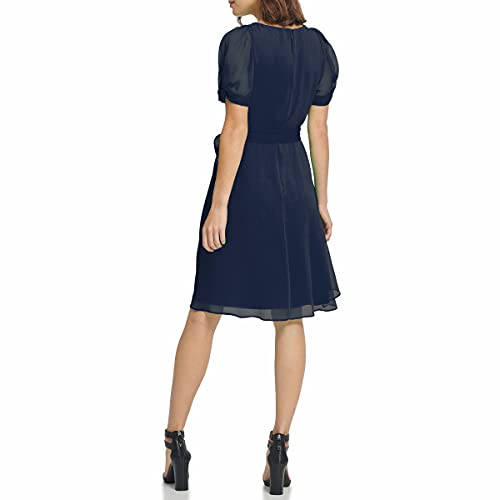 Image of DKNY Womens Sleeveless Faux Wrap Midi Dress