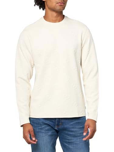 GUESS Men's Long Sleeve Quattro G Logo Knit Crew