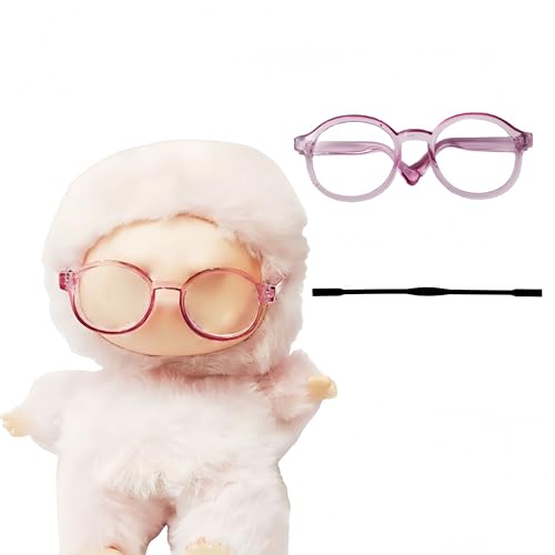 Jojedomo Used for Labubu Glasses Stuff Set Compatible with Labubu Accessories for 17cm Doll(Pink Framed Glasses M)