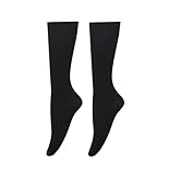 Bestjybt Women's Opaque Stretchy Nylon Knee High Stockings Trouser Socks (Black)