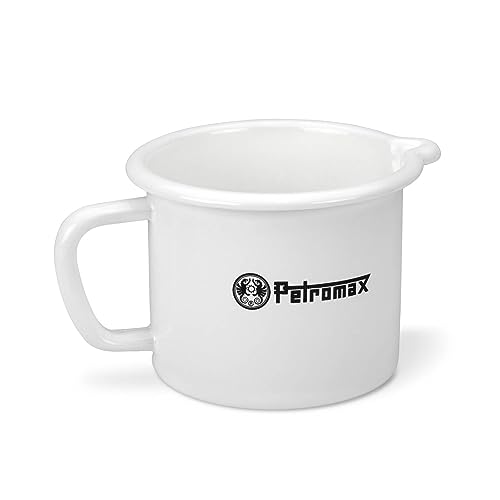 Petromax Emaille Milchtopf weiß (1000 ml) | Robust & kratzfest | Integrierte Skala | Ausgießhilfe | Für alle Herdarten & Feuerstellen geeignet | Leicht zu reinigen