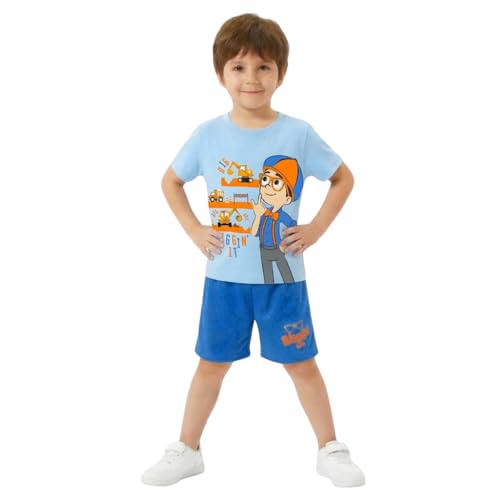 Image of Blippi Boys Short Sleeve T-shirt and Short 2 Piece Set for Toddler 2T to Big Kids