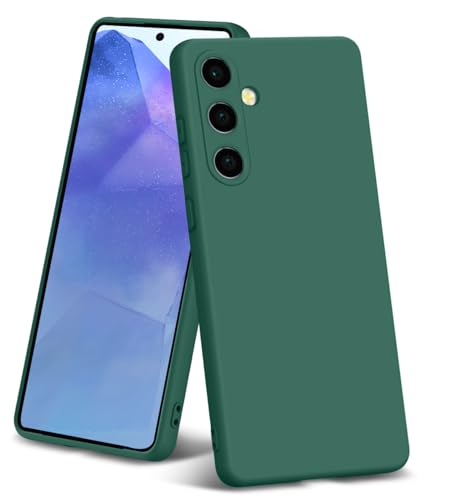 Galaxy A55 5G 用 ケース 耐衝撃 TPU 薄型 マット感 SC-53E SCG27 保護スマホケース 軽量 黄ばみなし 指紋防止 スリム シリコン ワイヤレス充電対応 可愛い ギャラクシー A55 5G 用 カバー ダークグリーン JP10-