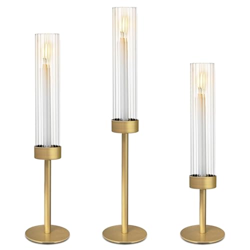 Hurricane Candle Holders, Vintage Metal Glass...