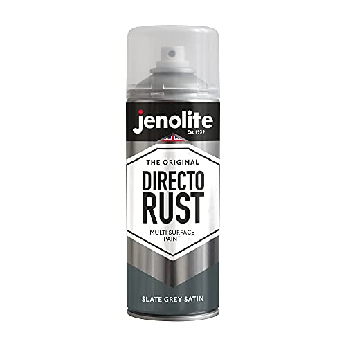 JENOLITE Directorust Peinture satinée | GRIS ARDOISE | Peinture en aérosol multi-surfaces | Bois, le Métal, le Plastique, la Céramique et les Surfaces Rouillées | 400ml | RAL 7031