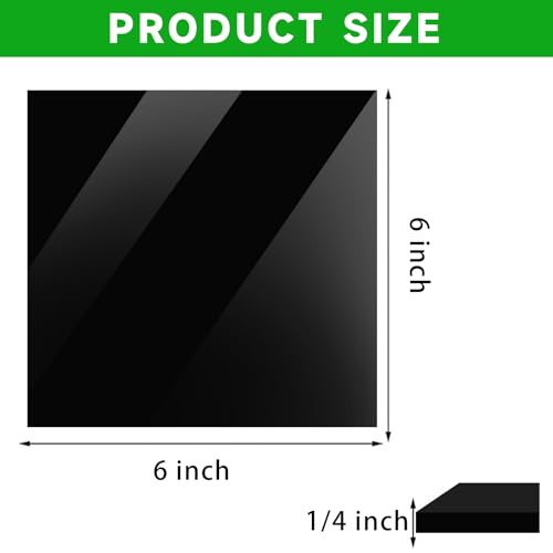 Black HDPE Sheet for Heavy Duty Industry,High Density Polyethylene Sheets Colored HDPE Board for DIY,1/4" Thick,Size 6" x 6"
