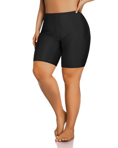 Aqua Eve Plus Size Swim Shorts Women Tummy Control Swimsuit Bottoms High Waisted Bikini Bottom Black 18 Plus