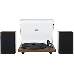 Crosley C62C Turntable HiFi System Record Player with Speakers, Adjustable Tonearm, Moving Magnet Cartridge, Bluetooth Receiver, 40W Per Channel, and Anti-Skate, Walnut - Les Beatles, Paul McCartney, John Lennon, RIngo Starr, George Harrison