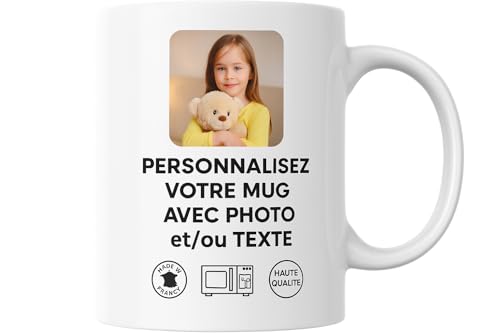 fapadjo Mug Personnalisable Photo Texte, Tasse A Cafe Personnalisée Prénom, Cadeau D'anniversaire, Souvenir, Naissance, Collègue
