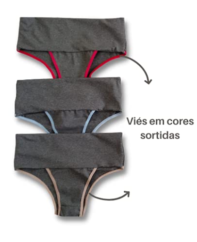 Kit 12 Calcinha Cós Alto Compressão Para Barriga Viére (M)