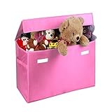 Collapsible Toy Chest for Kids (XX-Large) Storage Basket w/Flip-Top Lid | Toys Organizer Bin for Bedrooms, Closets, Child Nursery | Store Stuffed Animals, Games, Clothes (Pink)