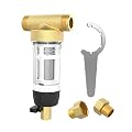 Weiss Wasser Spin Down Sediment Filter,Reusable Whole House Water Filter System for Well Water,40-Micron Flushable Pre-Filtration System,1"MNPT+3/4"FNPT+3/4"MNPT,Lead-Free Brass,BPA Free,WFFM.DH01