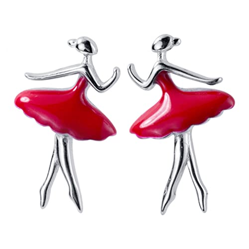 Boucles d'oreilles ballerine anti-allergiques en émail brillant pour grands événements