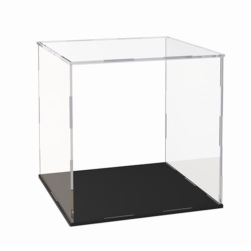 Image of Acrylic Display Case for Collectibles and Toys, Versatile Clear Acrylic Display Box with Black Base for DIY Dollhouse and Tiny House, 10x8x9-inch