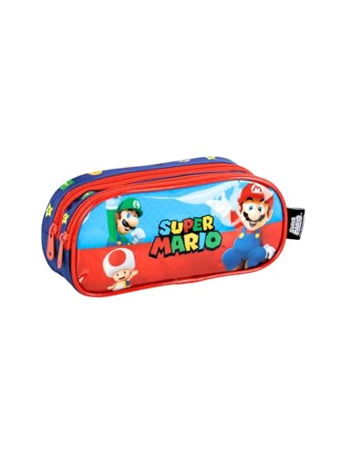 Estojo Escolar Nintendo Super Mario Bros 2 divisórias - Licenciado (New Vermelho)