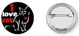 Fermoir solide, ne tombe pas Badge broche pins i love cat chat 37mm handmade cadeau