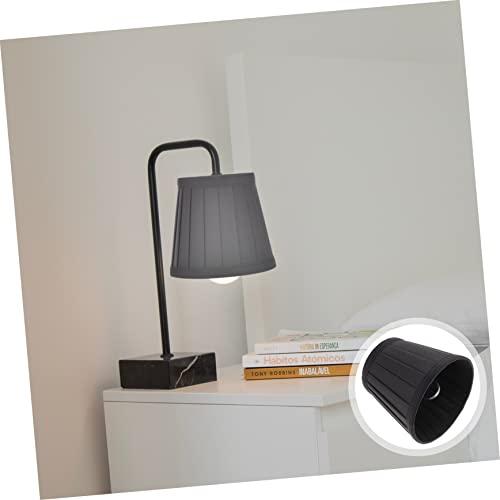 Image of Lamp Shade Replacement Cover Elegant Black Pleated Fabric for Chandeliers Wall Lamps Easy Installation Fits Multiple Lighting Fixtures Stylish Home Decor