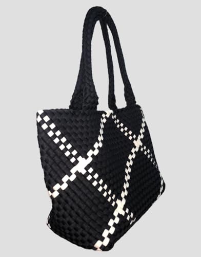 Bolso tote tejido para mujer, ligero, con clutch, ideal para la playa, viajes y uso diario miniatura 4