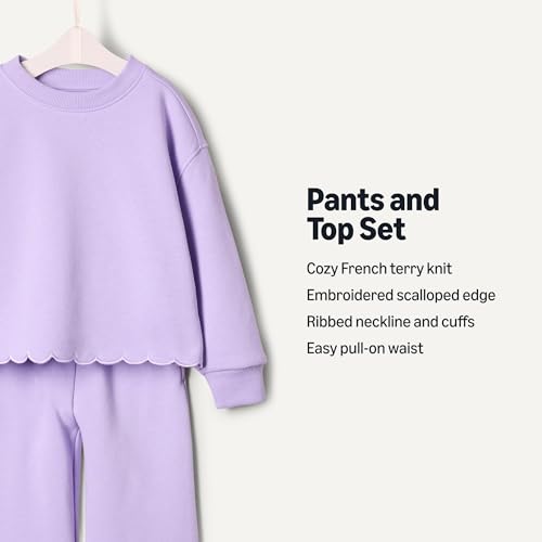 Image of Amazon Essentials x Sofia Grainge Toddlers and Baby Girls' French Terry Sweatshirt Pant and Top Set