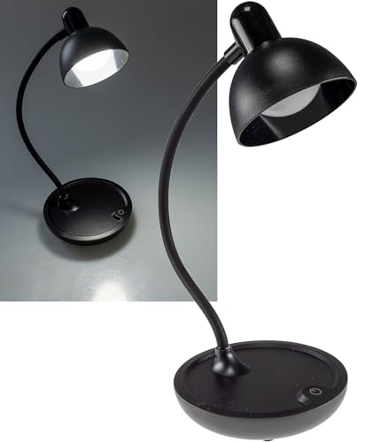 ChiliTec Tischleuchte 3x AA Batterie 25cm Schwanenhals Dimmbare Led Leseleuchte Licht Warmwei&szlig; 3000k Schwarz