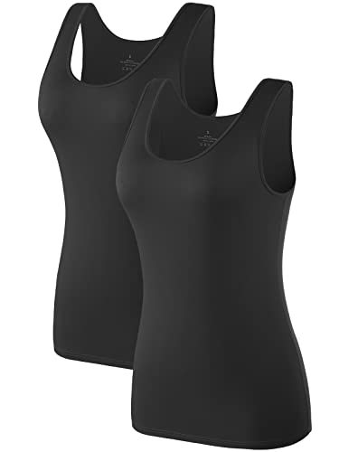 Image of Air Curvey 4 Pack Tank Top for Women Basic Undershirt Tanks Sleeveless Casual Shirts Soft Seamless Layering Tops