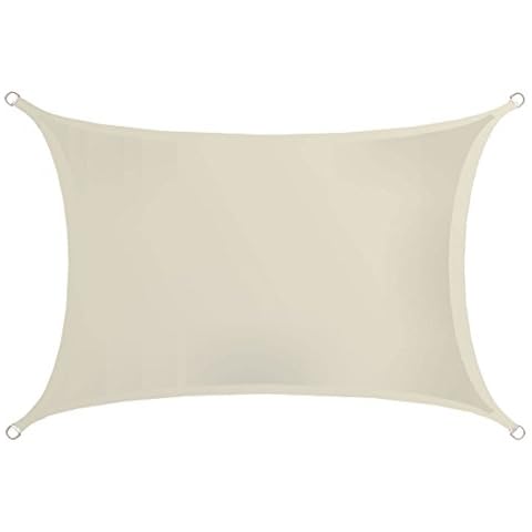 AMANKA UPF50+ UV Shade Sail - 3x2 m Polyester Rectangle - Sun Protection Tarpaulin Canopy Beige Cover