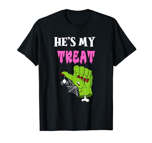He's My Treat Funny Zombie Halloween Costume Matching Couple T-Shirt