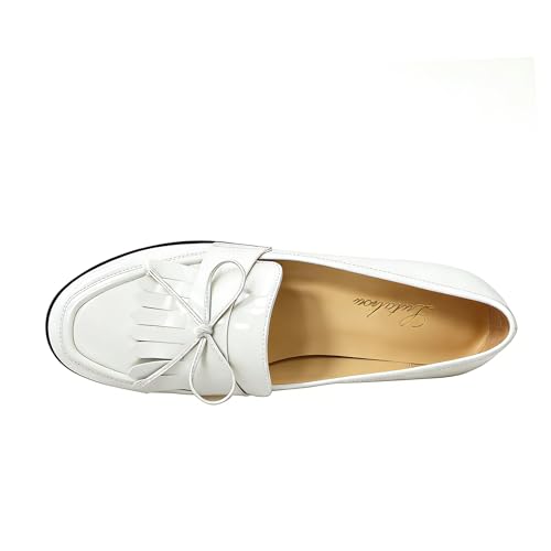 Image of LEMUTISME Women Tassel Bow Penny Loafers Slip On Low Flat Heel Dress Shoes