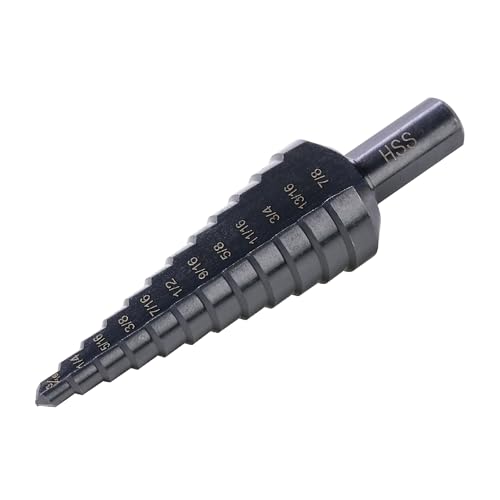 Jerax tools HSS 1/4-7/8 Inch High Speed Steel Step Drill bits Doubles Flutes Unibit for Hole Drilling in Iron Copper Aluminum Wood Plastic