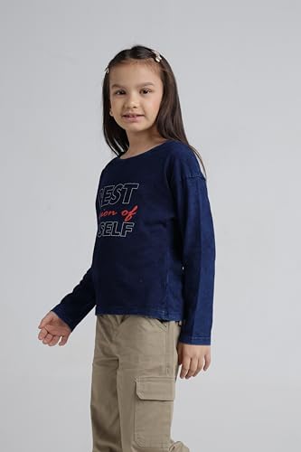 Image of Under Fourteen Only Girls Cotton Tops Collection - Round Neck, Crop Top, Full & Half Sleeve, Drop Shoulder, Ruffle Sleeve, Graphic Printed, Embroidered & Slub Knit Styles