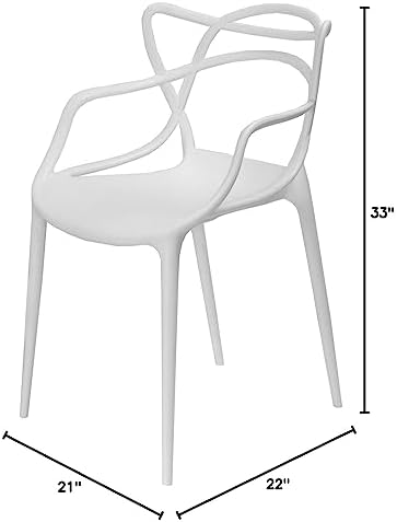 Mid-Century Molded Plastic Curve Dining Chair (Set of 2), White - Thumbnail 4