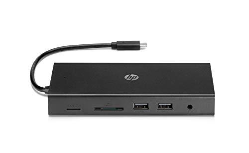 Image of HP Travel USB-C Multi Port Hub Docking Station with USB-C, RJ-45, HDMI, SD and Micro SD Slots - 1C1Y5AA, Black