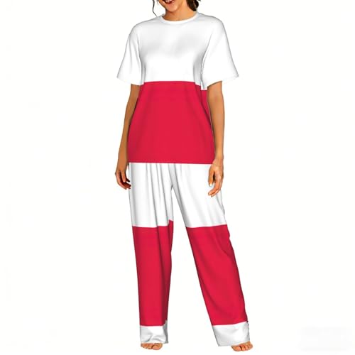 Pyjama imprimé polonais vêtement nuit doux et confortable femme