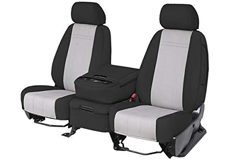 Center 60/40 Split Bench Seats, CalTrend NeoSupreme Seat Covers for 2007-2010 Chevrolet Suburban 1500|Chevrolet Suburban 2500|Chevrolet Tahoe|GMC Yukon|GMC Yukon XL 1500|GMC Yukon XL 2500 Beige Insert with Black Trim