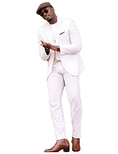 Costume 3 pièces en lin homme la quintessence du smoking de mariage raffiné