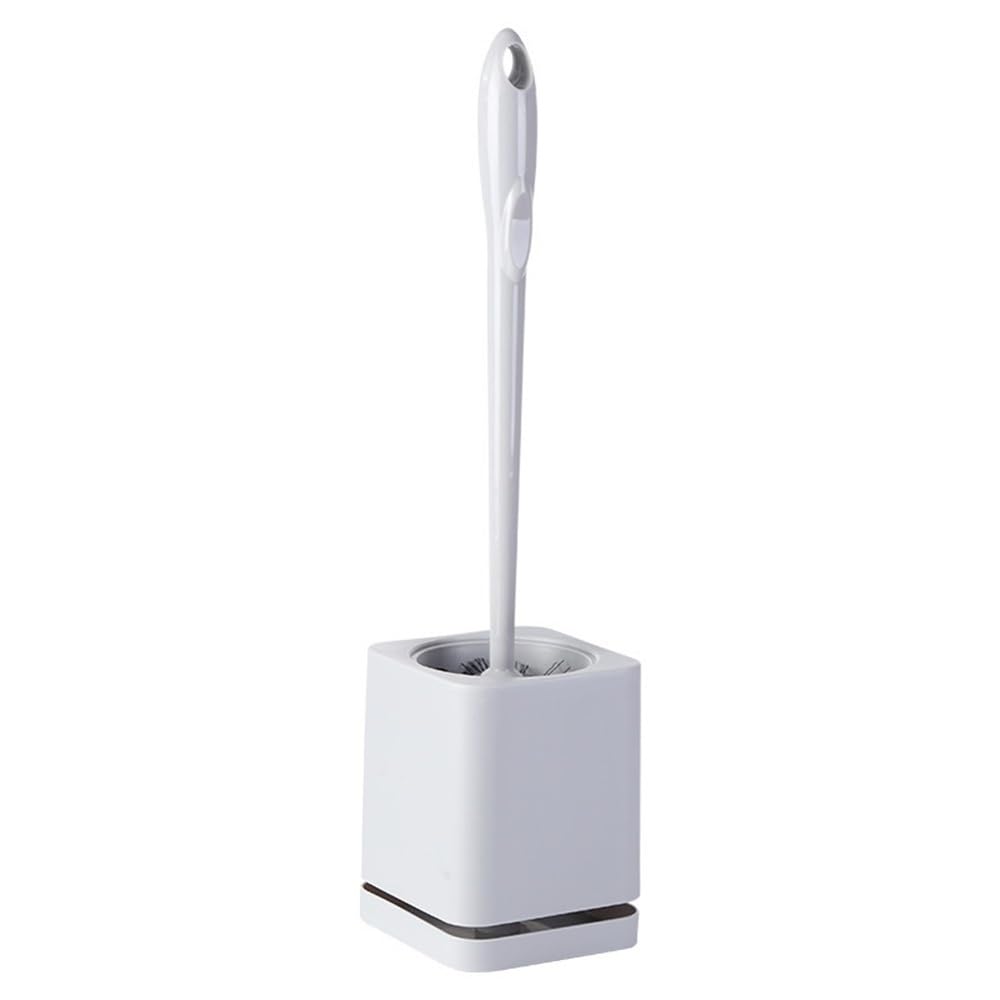 Zyyanshop White Toilet Brush Toilet Brush Household Plastic Long Handle Punch-Free Wall-Mounted Floor Cleaning Set(White)