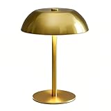 COCUGAOWIN Gold Cordless Table Lamp, 5200mAh Battery Operated Mushroom Lamp, 3-Color Stepless Dimming, Portable Rechargeable LED Light for Bedside, Restaurant, Patio (Damp Rated)