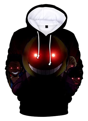 FJHYEEBN Asesination Classroom Sudadera con capucha anime dibujos animados otoño manga larga suéter de coroso Shiota Akabane impreso causal Top-2547-XS, a, XS