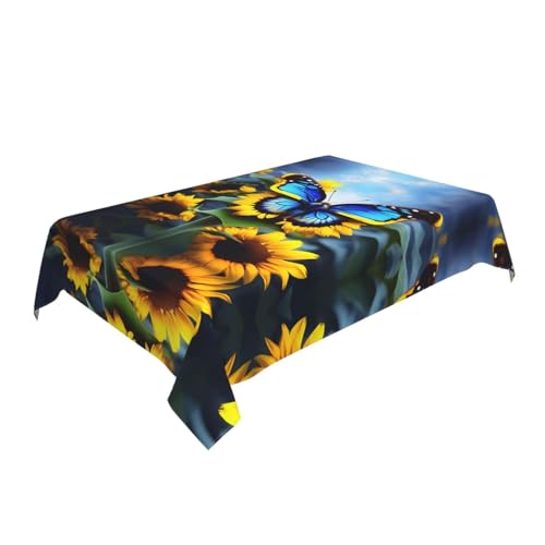 Nappe tournesol bleu résistante à l'eau pour protéger la table des taches