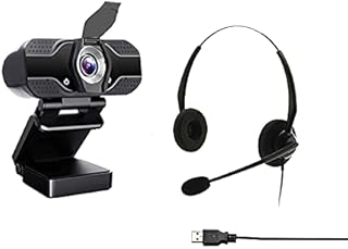 Project Telecom Entry Level HD 1080P Webcam | Entry Level Binaural Noise Cancelling USB Headset | Bundle Package | Compatible with Crowdcast