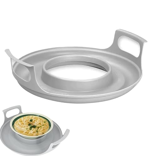 Microwave Tray with Contoured Handles, Microwave Tray Plate Holders, Microwave Cool Plate and Spillover Caddy with Handles, Heat Resistant Microwave Bowl Cozy, Microwave Holder Carrying Tray