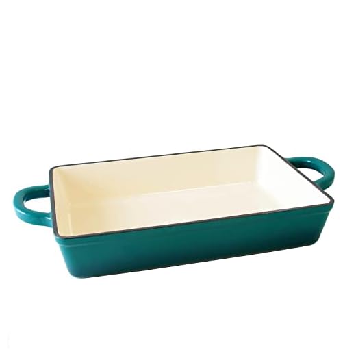 Crock Pot Artisan 13 Inch Enameled Cast Iron Lasagna Pan, Teal Ombre