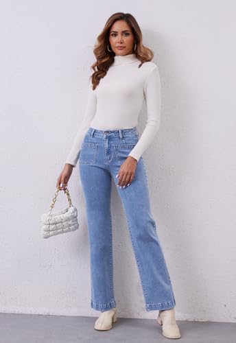 Womens Wide Leg Jeans High Waisted Stretchy Straight Leg Jeans Trendy Loose Denim Pants with Pockets4