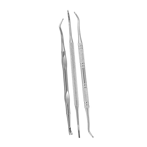 BELLIFFY Grown Toenail Pedicure Tool 3pc Set of Stainles Steel Curated Nail Cleaner Cuticle Tools