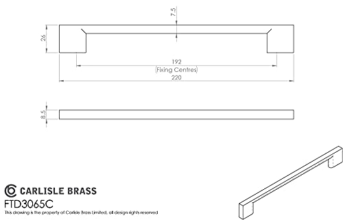 Carlisle Brass FTD3065CCP Pull Handle, Polished Chrome, 192 mm - Image 2