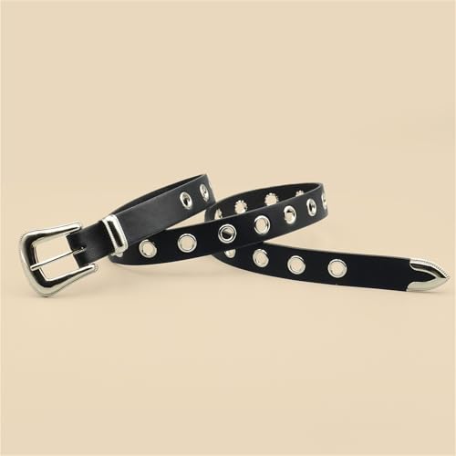 Classic Pu Material Black Belt Retro Hollow Women's Belt Punk Y2K Style Versatile Casual Decoration3